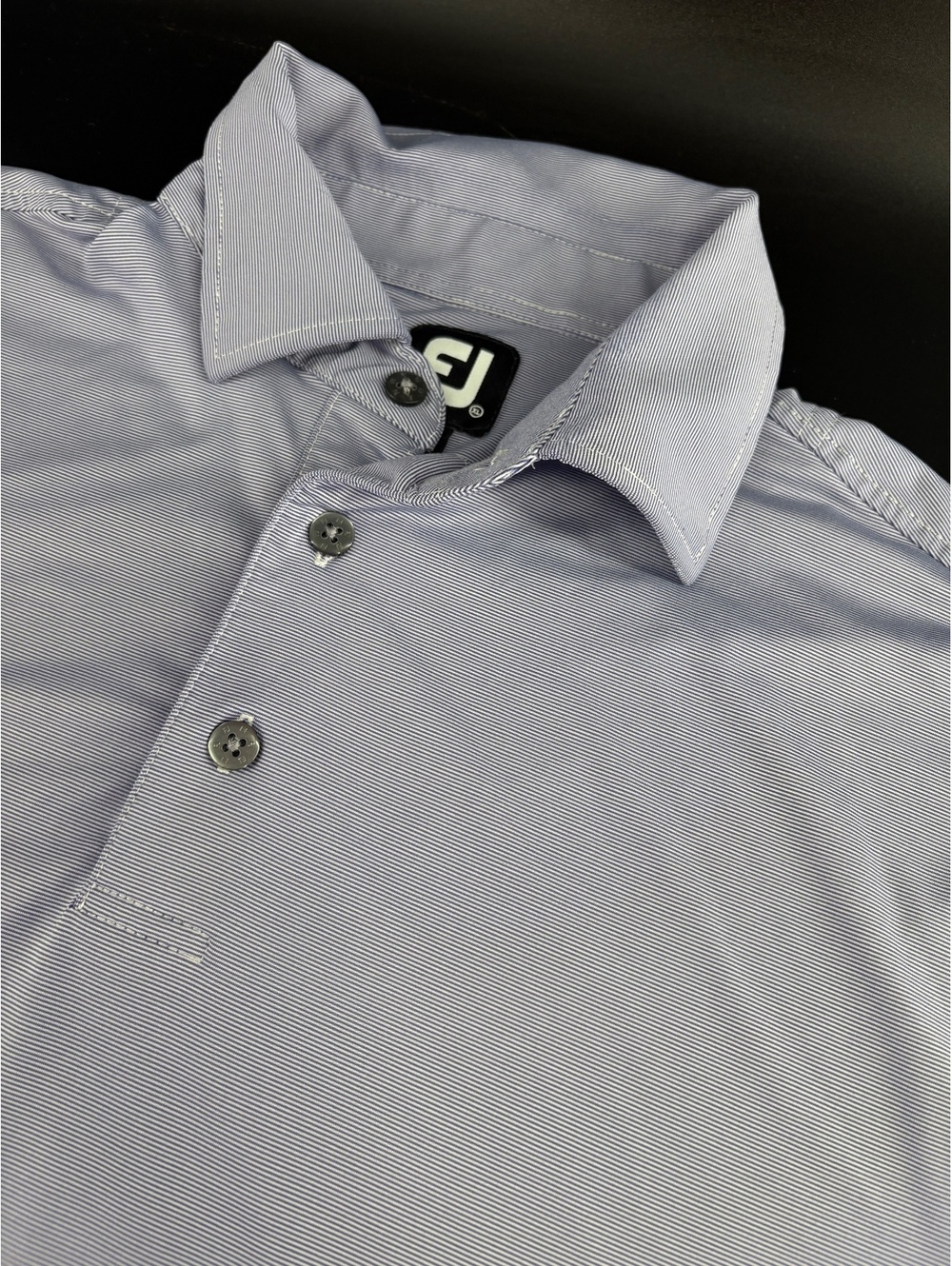 FootJoy Golf Polo Men's XL Blue White Pinstripe Performance Stretch